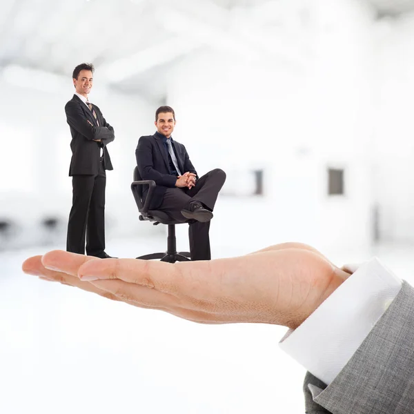 Big Businessman Holding Businesspeople His Hand — Stock Photo, Image