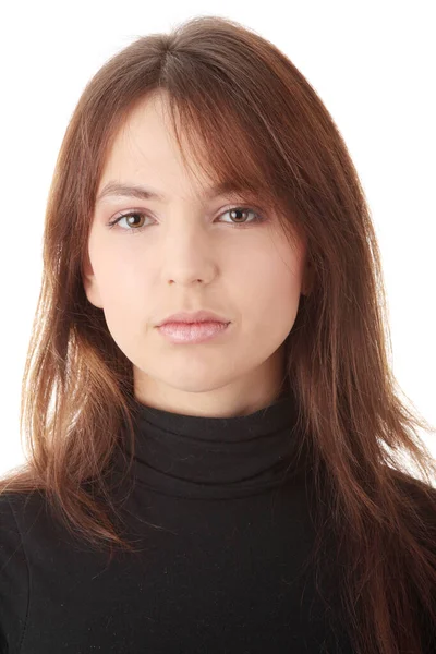Genç Kadın Portresi Beyaz Arka Planda Izole Edilmiş — Stok fotoğraf