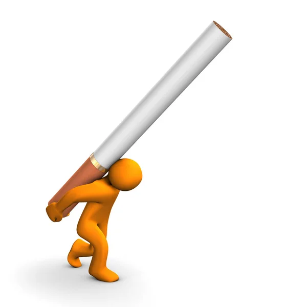 一个橙色卡通片背着一支香烟 — 图库照片