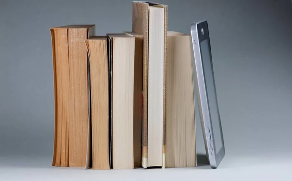 Stack Books Wooden Table — Stock Photo, Image