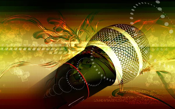 Digitální Ilustrace Mikrofonu Barevném Pozadí — Stock fotografie