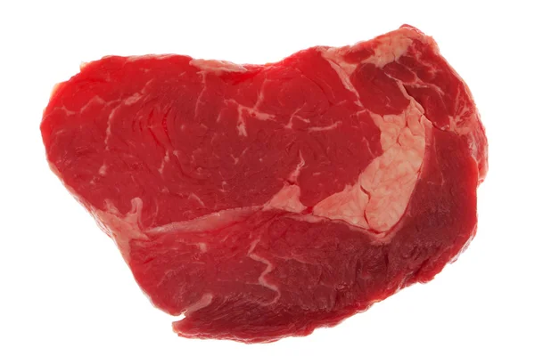 Steak Nyers Szaftos Marhahús Fehér Háttérrel — Stock Fotó