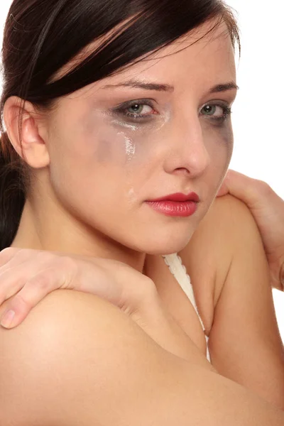 Abused Young Woman White Background Stock Image