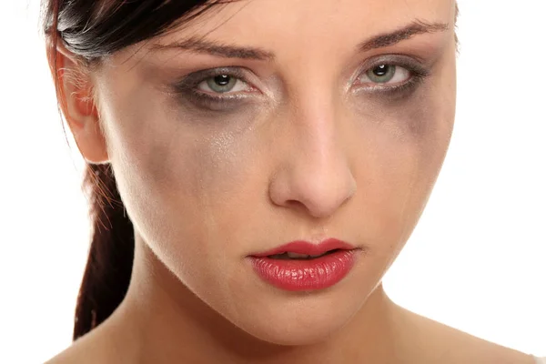 Abused Young Woman White Background Stock Image