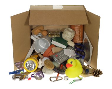 from a box falls messy many items from the budget. clipart