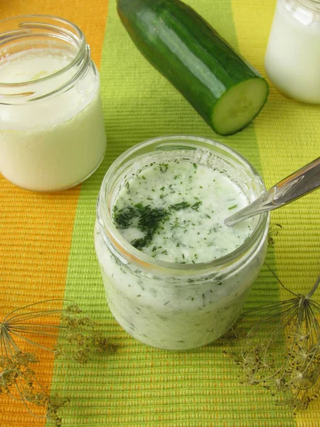 Yogurt Smoothie Cucumber Dill — Stock Photo, Image