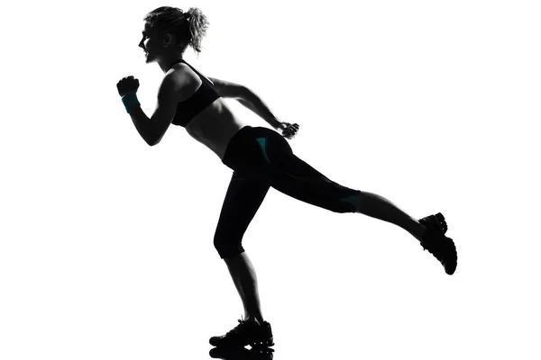 One Woman Exercising Workout Fitness Aerobic Exercise Posture Studio Isolated — Stock Photo, Image
