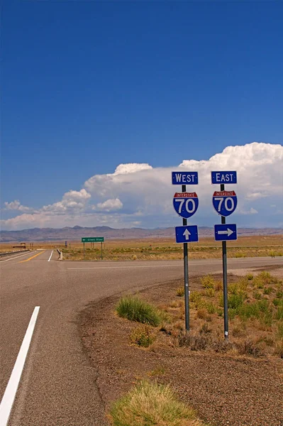 Señalización Direccional Autopista Tramo Remoto Interestatal Utah — Foto de Stock