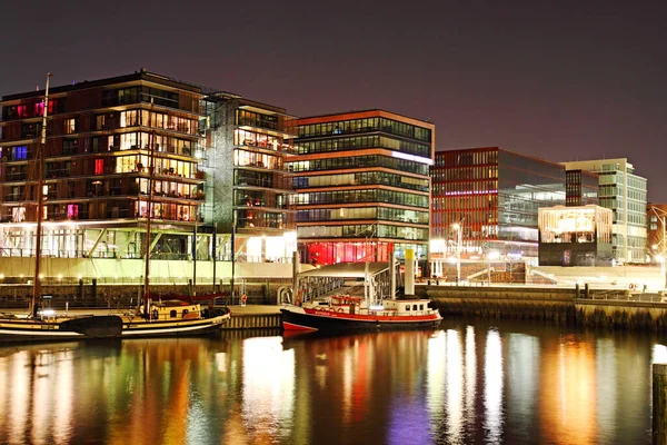 Νυχτερινή Σκηνή Hamburg Hafencity — Φωτογραφία Αρχείου