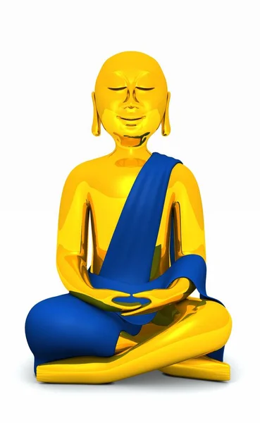 Щасливий Будда Золотий Синій — стокове фото