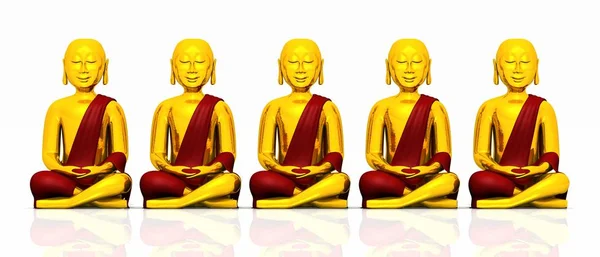 Arany Buddha Fehér Piros — Stock Fotó