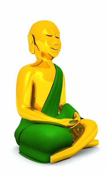 Buddha Feliz Verde Oro — Foto de Stock