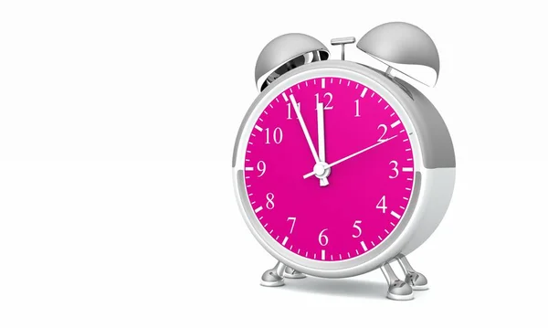 Alarm Clock Silver Pink Five Twelve — Stock Photo, Image