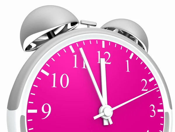 Alarm Clock Silver Pink Five Twelve — 스톡 사진