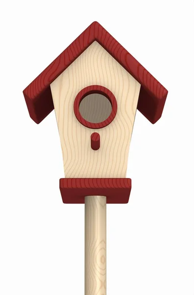Birdhouse Bege Vermelho Isento — Fotografia de Stock