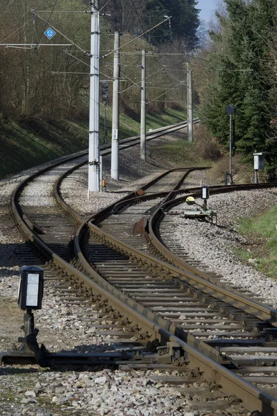 Carriles Tren Vacíos Tierra —  Fotos de Stock