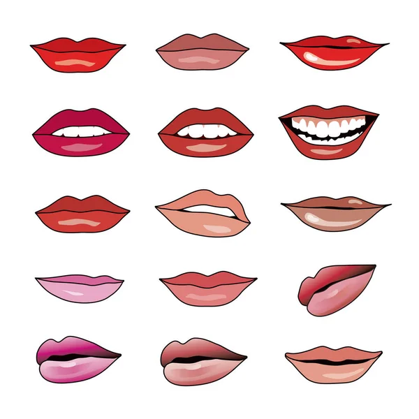 Vektor Set Aus Lippen Und Lippenstift — Stockfoto