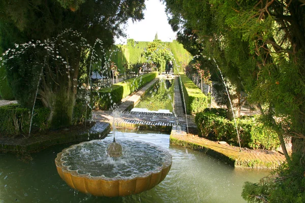 Fontein Tuinen Van Het Generalife Granada — Stockfoto