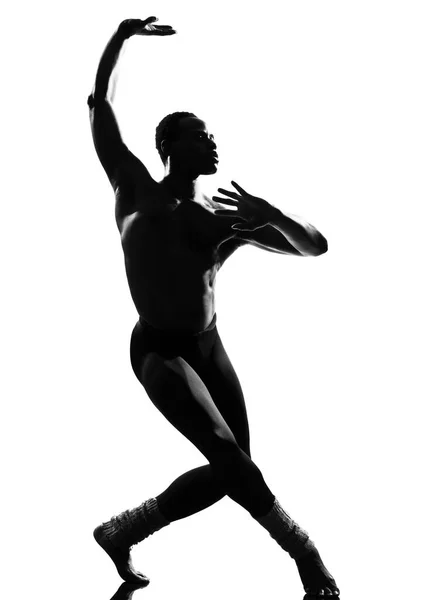 Hombre Africano Bailarín Bailando Estudio Aislado Fondo Blanco — Foto de Stock