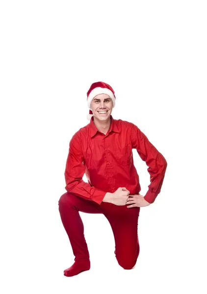 Jolly Male Elf Isolerad Vit Bakgrund — Stockfoto