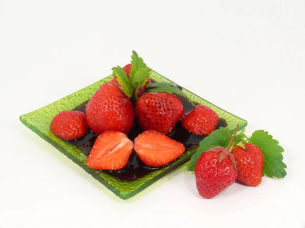 Fresh Strawberries Balsamic Vinegar — Stock Photo, Image