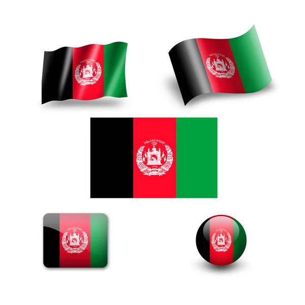 Afghanistan Flag Icon Set — Stock Photo, Image
