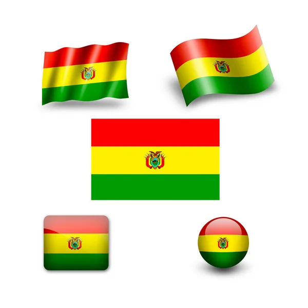 Conjunto Ícone Bandeira Bolívia — Fotografia de Stock