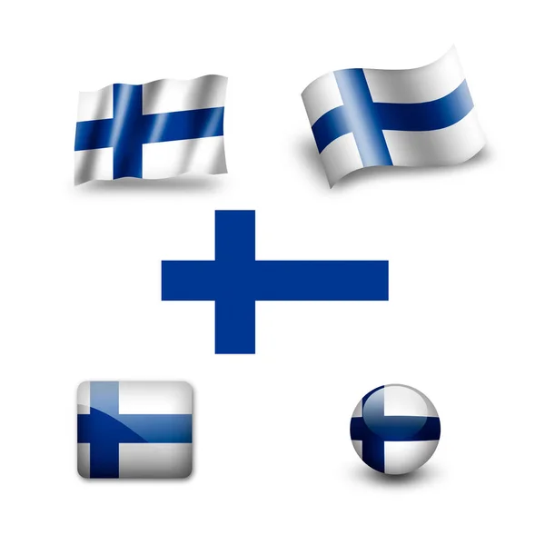 Conjunto Iconos Bandera Finland — Foto de Stock