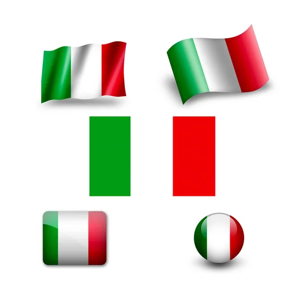 Italia Bandera Icono Conjunto —  Fotos de Stock