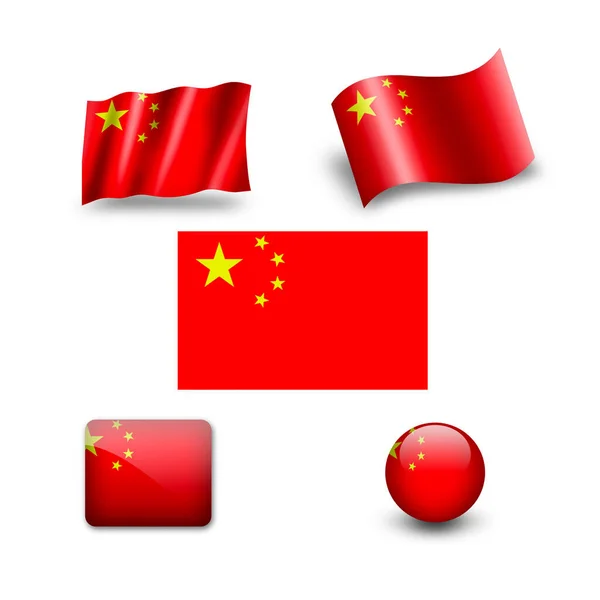 Conjunto Ícone Bandeira China — Fotografia de Stock