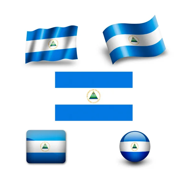 Nicaragua Flagge Symbol Gesetzt — Stockfoto