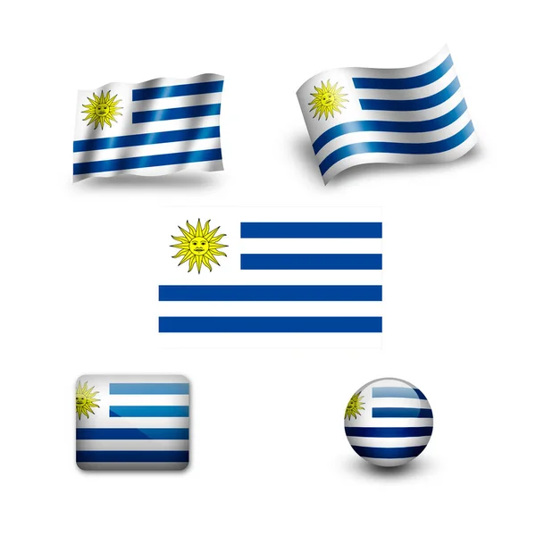 Conjunto Iconos Bandera Uruguay —  Fotos de Stock