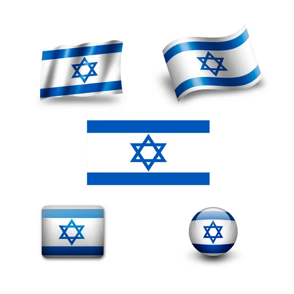 Israel Vlag Pictogram Ingesteld — Stockfoto