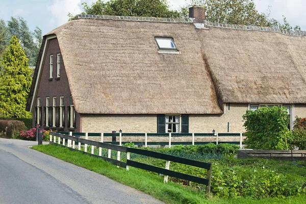 Ancienne Ferme Hollandaise Pays Avec Toit Chaume Épicerie — Photo