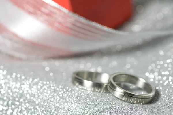 Wedding Rings Gift Red — Stock Photo, Image