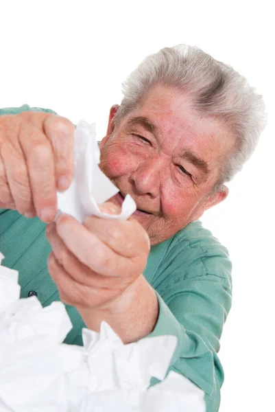 Hasta Yaşlı Adam Beyaz Üzerine — Stok fotoğraf