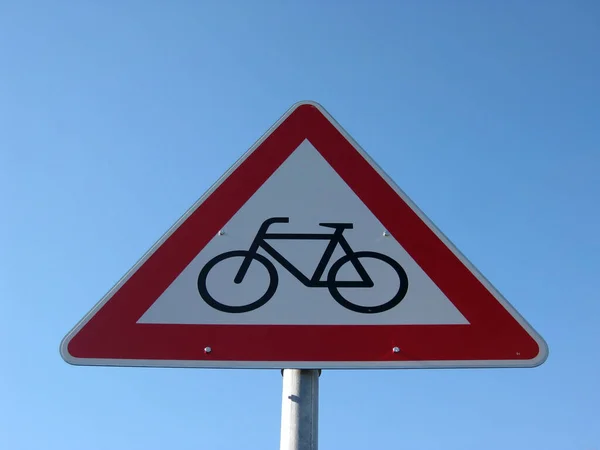 Знак Велосипедного Движения Дороге — стоковое фото