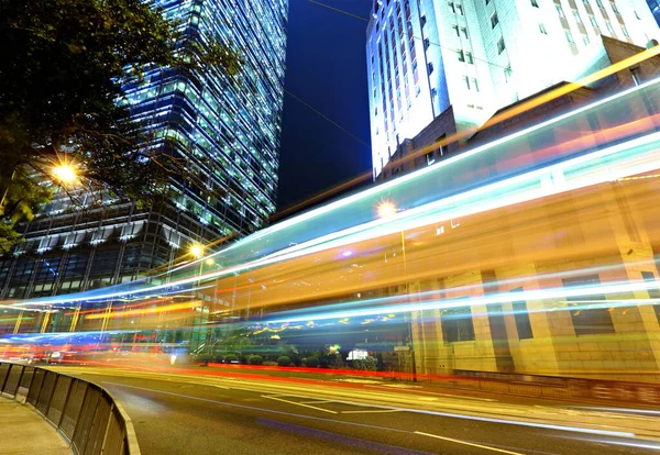 Traffico Attraverso Centro Hong Kong Notte — Foto Stock