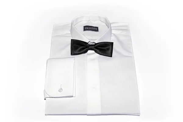 Cut Out White Shirt Bow Tie — Stock Photo, Image