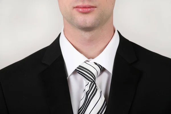 Portrait Businessman Wearing Black Suit White Shirt Black Tie White — Stock Photo, Image