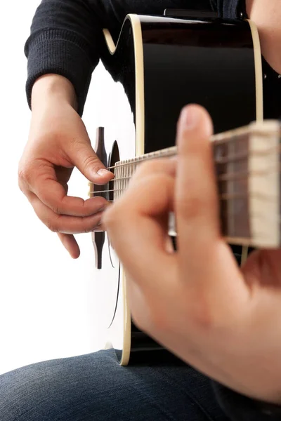 Imagen Detallada Tocando Guitarra Arrancando — Foto de Stock