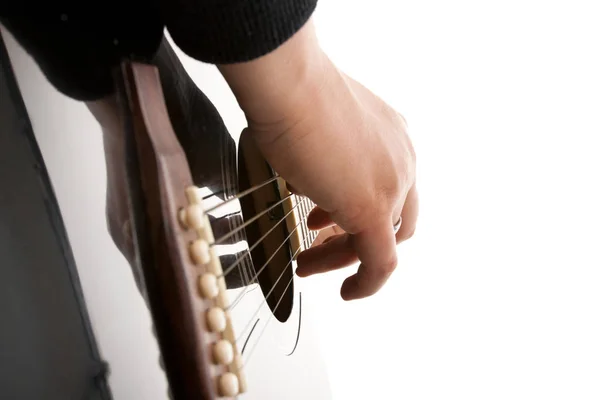 Detalhe Guitarra Jogando Plucking Técnica — Fotografia de Stock