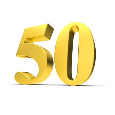 3d illustration of a golden fifty clipart