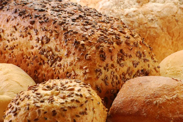 Složení Chlebem Role Izolované Bílém — Stock fotografie