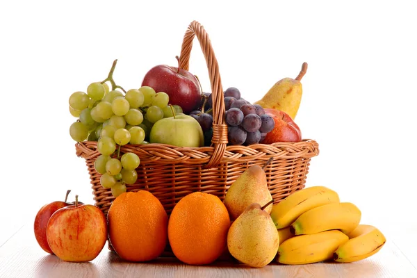 Composition Fruits Wicker Basket — Stock Photo, Image