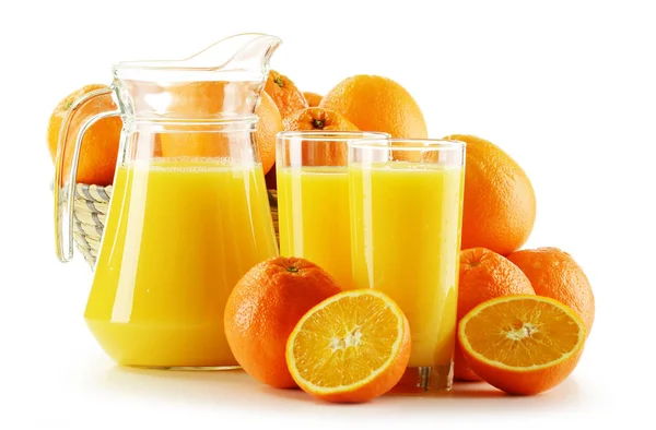 Összetétel Egy Pohár Narancslével Gyümölcsökkel — Stock Fotó