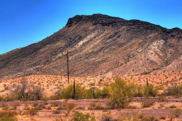 Arizona Montanha Deserto Com Linhas Energia — Fotografia de Stock