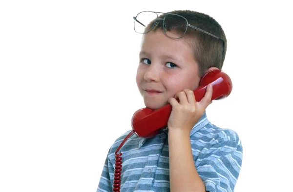 Mladý Chlapec Byznysmen Telefonu — Stock fotografie