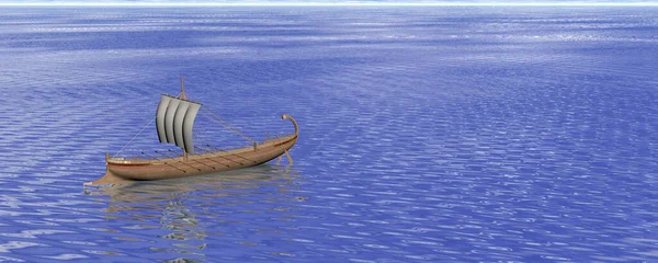 古代ギリシャ船のパノラマのイラスト — ストック写真