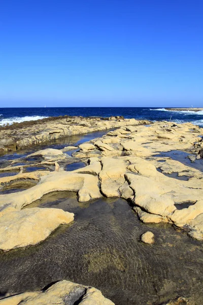 Vista Costa Mar Mediterrâneo Norte Israel — Fotografia de Stock